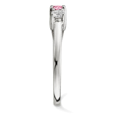 10K White Gold Survivor Collection Clear/Pink Crystal Topaz Pamela Ring