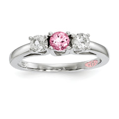 10K White Gold Survivor Collection Clear/Pink Crystal Topaz Pamela Ring