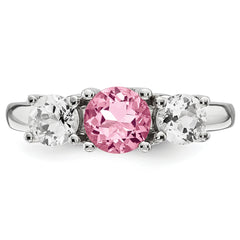 10K White Gold Survivor Collection Clear/Pink Swarovski Topaz Pamela Ring