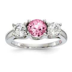 10K White Gold Survivor Collection Clear/Pink Swarovski Topaz Pamela Ring