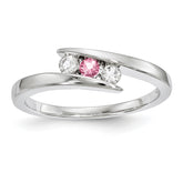 10K Yellow Gold Survivor Clear & Pink Swarovski Topaz Circle of Strength Ring - 7