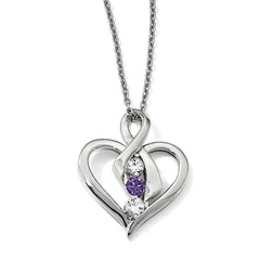 10K White Gold Necklace with Clear and Purple Crystal Topaz