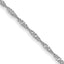 14K White Gold 24 inch Carded 1mm Singapore with Spring Ring Clasp Chain
