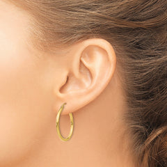 10K Gold Polished 2mm Tube Hoop Earrings for Women Elegant and Timeless