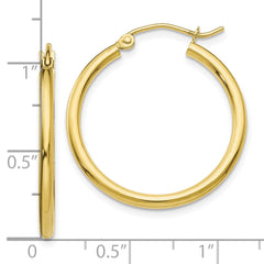 10K Gold Polished 2mm Tube Hoop Earrings for Women Elegant and Timeless