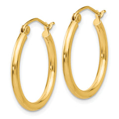 10K Gold Polished Hoop Earrings with Wire Clasp Elegant 2mm Design