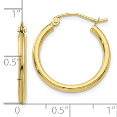 10K Gold Polished Hoop Earrings with Wire Clasp Elegant 2mm Design