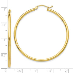 10K Gold Polished Hoop Earrings with Wire Closure Elegant 42mm Design