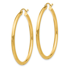10K Gold Polished 2.5mm Hoop Earrings with Wire Clutch Closure