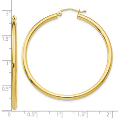 10K Gold Polished Tube Hoop Earrings for Women 2.5mm Bold Design