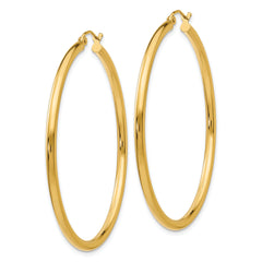 10K Gold Polished Hoop Earrings with 2.5mm Tube Design for Women