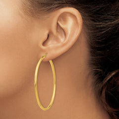 10K Gold Polished Tube Hoop Earrings 2.5mm Elegant Womenâââ‰â¢s Jewelry