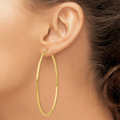 10K Gold Polished Hoop Earrings 2.5mm Tube Classic