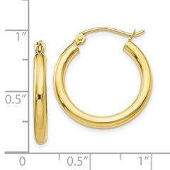 10K Gold Polished Tube Hoop Earrings 2.5mm Classic Womenâââ‰â¢s Jewelry