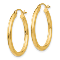 10K Gold Polished Tube Hoop Earrings for Women 2.5mm Elegant Design