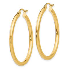 10K Gold Polished Tube Hoop Earrings 2.5mm Elegant Womenâââ‰â¢s Jewelry