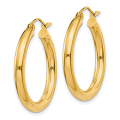 10K Yellow Gold 3mm Polished Hoop Earrings for Women Elegant & Timeless