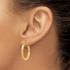10K Yellow Gold 3mm Polished Hoop Earrings for Women Elegant & Timeless