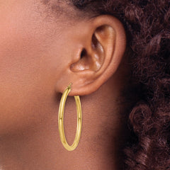 10K Gold Polished Hoop Earrings with Wire Closure 3mm Classic