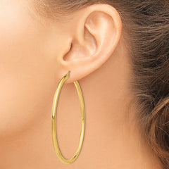 10K Gold Polished 3mm Hoop Earrings for Women Elegant and Timeless