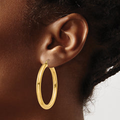 10K Gold Polished 4mm Tube Hoop Earrings for Women Elegant Style