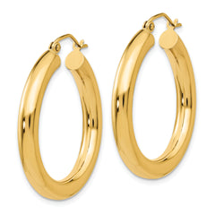 10K Gold Polished Tube Hoop Earrings 4mm Elegant Womenâââ‰â¢s Jewelry