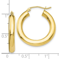 10K Gold Polished Hoop Earrings 4mm Tube Elegant Design for Women by Sophia