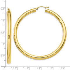 10K Gold Polished Hoop Earrings 4mm Classic Elegant Design for Women