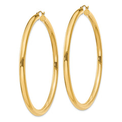 10K Gold Polished 4mm Hoop Earrings with Wire Clasp for Women