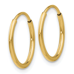 10K Gold Polished Endless Hoop Earrings for Women 14mm
