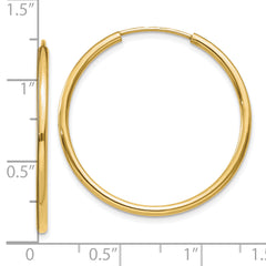 10K Gold Polished Endless Hoop Earrings with Hidden Wire Closure 30mm
