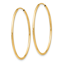 10K Gold Polished Endless Hoop Earrings for Women 34.5mm Hollow Design