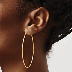 10K Gold Polished Endless Hoop Earrings 60mm Elegant Hollow Design