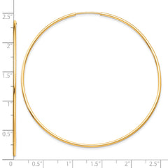 10K Gold Polished Endless Hoop Earrings 60mm Elegant Hollow Design