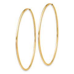 10K Gold Polished Endless Hoop Earrings Lightweight, Hollow Design, 46mm