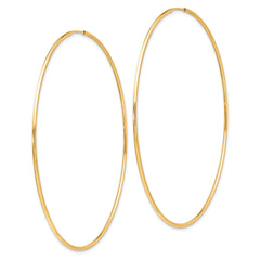 10K Gold Polished Endless Hoop Earrings for Women Large, Lightweight Design