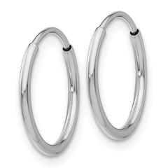 10K White Gold Endless Hoop Earrings with Rhodium Polish Sleek & Lightweight