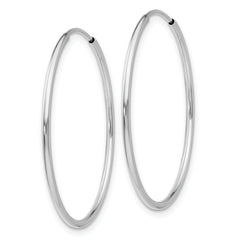 10K White Gold Endless Hoop Earrings with Polished Rhodium Finish
