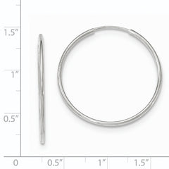 10K White Gold Endless Hoop Earrings with Polished Rhodium Finish