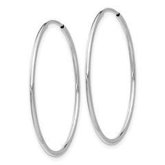10K White Gold Endless Hoop Earrings with Polished Rhodium Finish 34.5mm