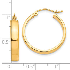 10K Yellow Gold Polished Hoop Earrings with Wire Clutch Closure 25mm
