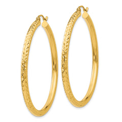 10K Yellow Gold Diamond-Cut Hoop Earrings 40mm Polished Finish