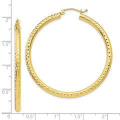 10K Yellow Gold Diamond-Cut Hoop Earrings 40mm Polished Finish