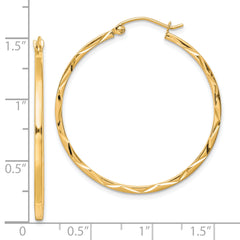 10K Gold Diamond-Cut Hoop Earrings | 1.5x35mm Polished Finish