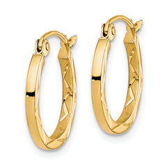 10K Gold Diamond-Cut Hoop Earrings Polished Finish 15mm for Women