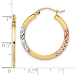 10K Two-Tone Gold Diamond-Cut Hoop Earrings with Polished Finish