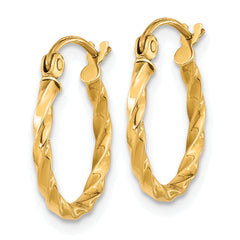 10K Yellow Gold Twist Hoop Earrings with Polished Finish
