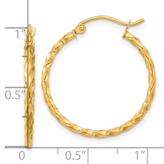 10K Yellow Gold Polished Twist Hoop Earrings for Women Elegant 26mm Design