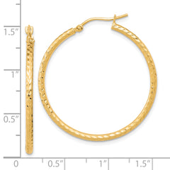 10K Gold Diamond-Cut Hoop Earrings Elegant Polished 2mm Tube Design for Women
