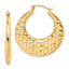 10k Polished Textured Hoop Earrings